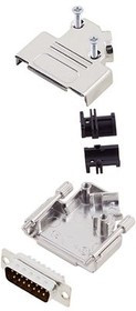 6355-0003-02, D-Sub Connector Kit, DA-15 Plug, Solder, Steel