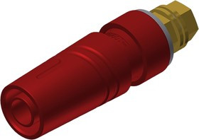 972357701, Red Female Banana Socket, 4 mm Connector, M4 Thread Termination, 32A, 1000V ac/dc, Gold