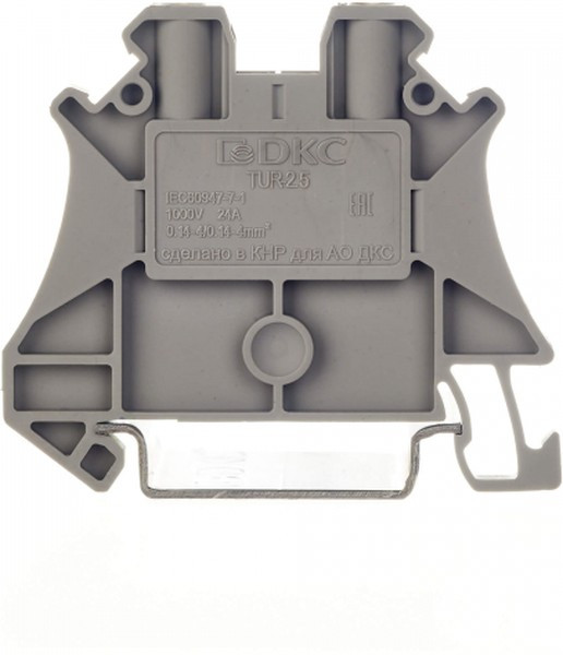 DKC Nuputuk Клемма проходная, винтовой зажим, 2 точки подключения, 2.5 кв.мм, серая