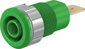 23.3060-25, Green Female Banana Socket, 4 mm Connector, Tab Termination, 32A, 1000V, Gold Plating