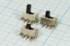 Переключатель движковый 13x 6,0h7, 3P+2P(GND), 0,5А 50В, SPDT, угловой