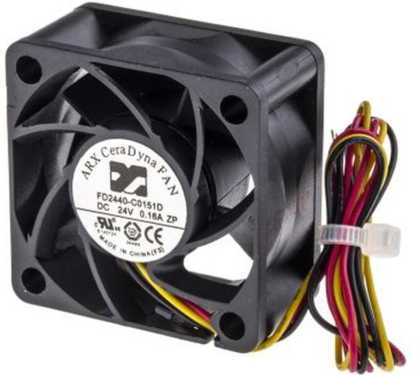 FD2440-C0151D2AL, CeraDyna Series Axial Fan, 24 V dc, DC Operation, 21.6m³/h, 3.12W, 130mA Max, 40 x 40 x 20mm FD2440-C0151D2AL, CeraDyna Series Axial Fan, 24 V dc, DC Operation, 21.6m³/h, 3.12W, 130mA Max, 40 x 40 x 20mm