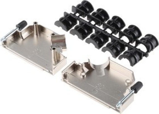 8655MHRA5001KLF, 8655MHR Series Die Cast Zinc Angled D Sub Backshell, 50 Way, Strain Relief 8655MHRA5001KLF, 8655MHR Series Die Cast Zinc Angled D Sub Backshell, 50 Way, Strain Relief