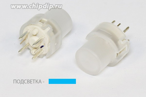 Тактовая кнопка с подсветкой синего цвета; №10278B ПКнТакт 12x14\h 7,0\\NO\IL2Всин\ 6P\KS01-BL-4\