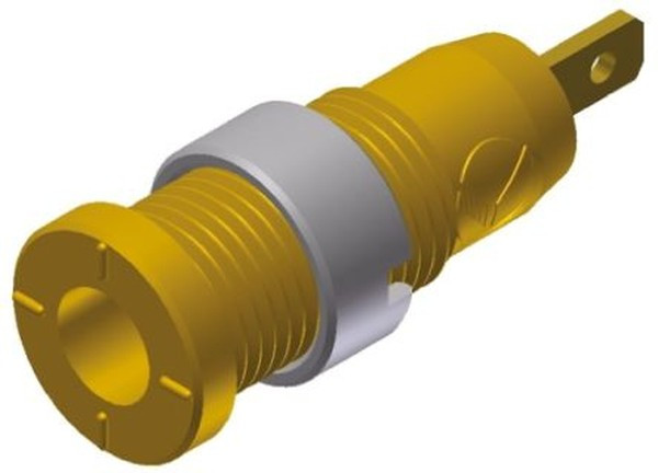 975455703, Yellow Female Banana Socket, 2mm Connector, Tab Termination, 10A, 1000V ac/dc, Gold 975455703, Yellow Female Banana Socket, 2mm Connector, Tab Termination, 10A, 1000V ac/dc, Gold
