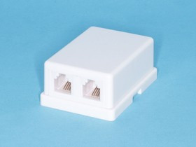 TJCM2 6P4C-W, Розетка телефонная, 2 порта RJ-11, мини, белая