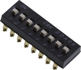 SDA08H1SBDR, DIP SWITCH, 8CIRCUIT, SPST, 5V, SMD