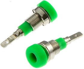 Z007 2mm panel jack GREEN, Гнездо Z007 2 мм panel jack зелёный, на панель под пайку