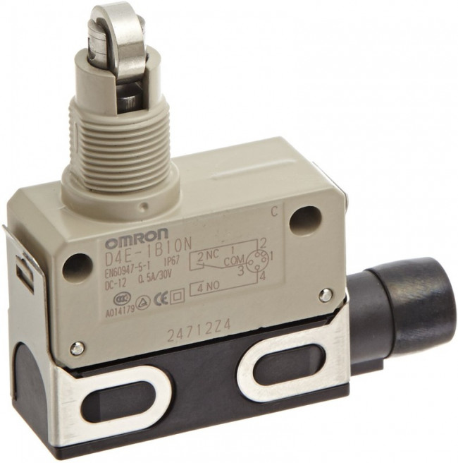 D4E-1B10N, Roller Plunger Limit Switch, NO/NC, IP67, SPDT, Zinc Housing, 125V ac ac Max, 1A Max D4E-1B10N, Roller Plunger Limit Switch, NO/NC, IP67, SPDT, Zinc Housing, 125V ac ac Max, 1A Max