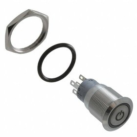 PV4F230SS-3K1-M01, Pushbutton Switches Anti-vandal, SPDT, On-On, Panel Mount, Front, Silver, LED, Green/Orange, Power Symbol, IP65 PV4F230SS-3K1-M01, Pushbutton Switches Anti-vandal, SPDT, On-On, Panel Mount, Front, Silver, LED, Green/Orange, Power Symbol, IP65