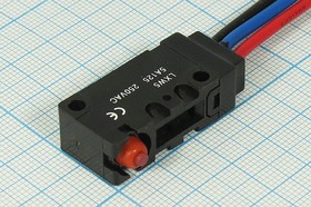 Микропереключатель, размер 38x10 x15, 5А, переключение ON-(ON), размер концевика H18, LXW-5