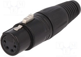 FC6151, Аудио разъем XLR, гнездо, 4 контакт(-ов), Штекер, Монтаж на Кабель, Контакты с Покрытием из Серебра