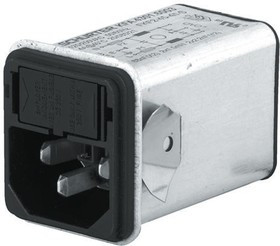 4301.6001, Male C14 IEC Filter Snap-In,Solder,Rated At 1A,250 V ac