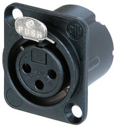 Neutrik NC3FD-LX-B панельный разъем XLR female черненый корпус, золоченые контакты с дополнительной защитой от RF помех