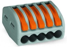 Соединительная клемма с рычажком 222-415 5-ти проводная 0,08-2,5мм, 400В, 32А, без пасты, 40 шт. 2652