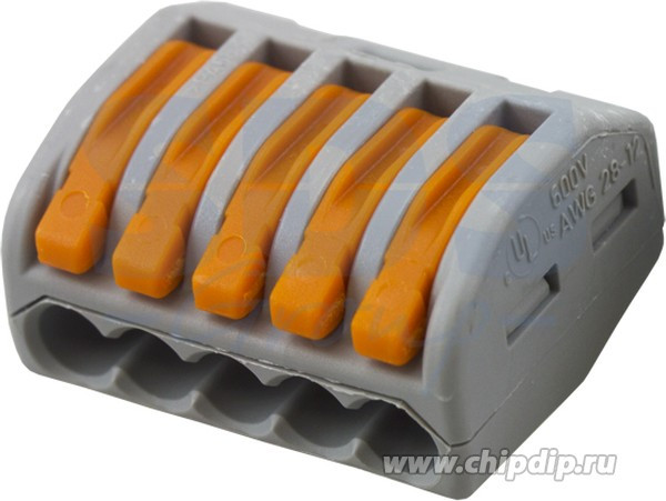 Соединительная клемма с рычажком 222-415 5-ти проводная 0,08-2,5мм, 400В, 32А, без пасты, 40 шт. 2652 Соединительная клемма с рычажком 222-415 5-ти проводная 0,08-2,5мм, 400В, 32А, без пасты, 40 шт. 2652