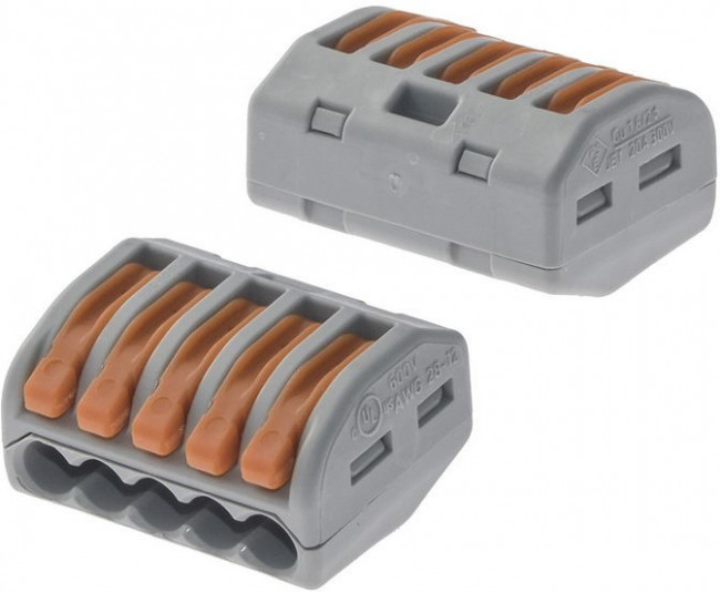 Соединительная клемма с рычажком 222-415 5-ти проводная 0,08-2,5мм, 400В, 32А, без пасты, 40 шт. 2652 Соединительная клемма с рычажком 222-415 5-ти проводная 0,08-2,5мм, 400В, 32А, без пасты, 40 шт. 2652