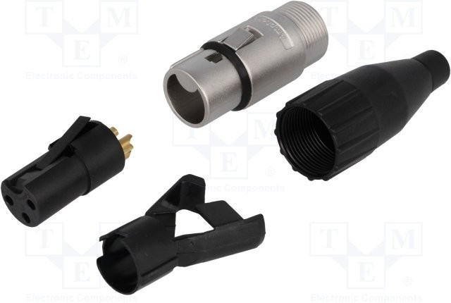 AC3F-AU, Аудио разъем XLR, 3 контакт(-ов), Гнездо, Монтаж на Кабель, Контакты с Покрытием из Золота