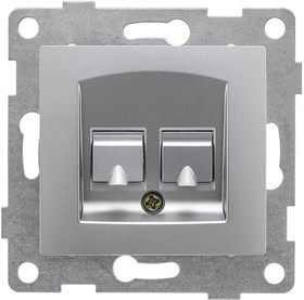 Телефонная розетка Bravo RJ12, двойная, СУ, серебро С10Т2-004