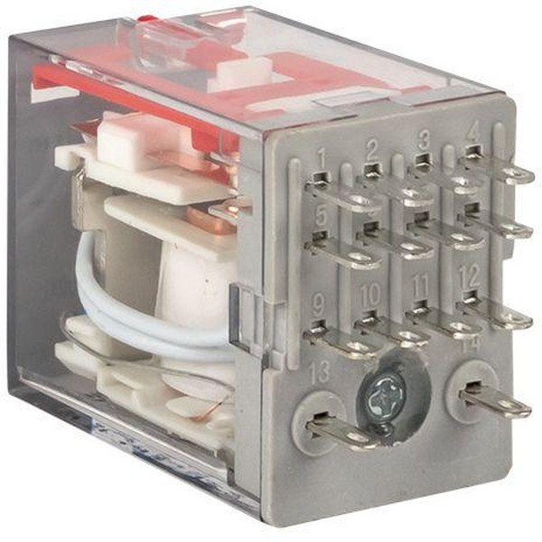 Реле промежуточное RPAt 22/4 5А 230В AC с кнопкой и мех. индикацией AVERES EKF rpat-22-4-230AC