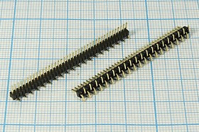 Штекер SMD на плату, однорядный, шаг P1,27x2,54мм, PLL-40S, высота изолятора 2,0мм, 40 контактов; №14087 штек PLL-40S\h-изол 2,0/P1,27x2,54\