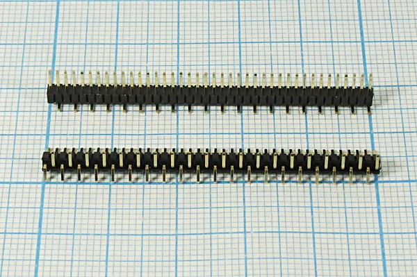 Штекер SMD на плату, однорядный, шаг P1,27x2,54мм, PLL-40S, высота изолятора 2,0мм, 40 контактов; №14087 штек PLL-40S\h-изол 2,0/P1,27x2,54\