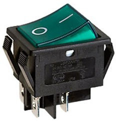 R595BGNBT2, Выключатель 2хON-OFF с зелен. подсв. 250В 15A (B127A,SWR73)