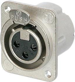 RSNC3FD-LX-M3, Chassis Mount XLR Connector, Female,  50 V, 3 Way, Silver over Nickel Plating
