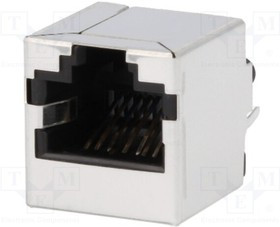 SS-60000-008, Гнездо, RJ45, PIN: 8, Кат: 6, экранированный, Конф: 8p8c, на PCB, THT