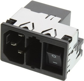 KMF1.1123.11, Filtered IEC Power Entry Module, IEC C14, Medical, 2 А, 250 В AC, 2-Полюсный выключатель KMF1.1123.11, Filtered IEC Power Entry Module, IEC C14, Medical, 2 А, 250 В AC, 2-Полюсный выключатель