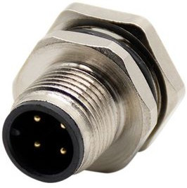 RND 205-01181, Circular Connector, M12, Plug, Straight, Poles - 4, Solder, Panel Mount