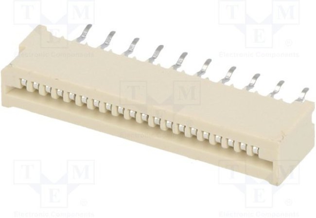 DS1020-01-20BT1, Разъем: FFC (FPC), прямой, PIN: 20, NON-ZIF, THT, луженые, 20мОм DS1020-01-20BT1, Разъем: FFC (FPC), прямой, PIN: 20, NON-ZIF, THT, луженые, 20мОм