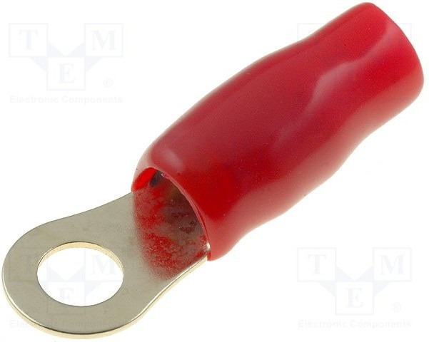 30.4700-72, Наконечник кольцевой, M6, 16мм2, позолота, изолированный, красный
