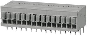 TBL009-254-15GY-2GY, Fixed Terminal Blocks Terminal block, screwless, 2.54, Horizontal, 15, Gray w Gray Button