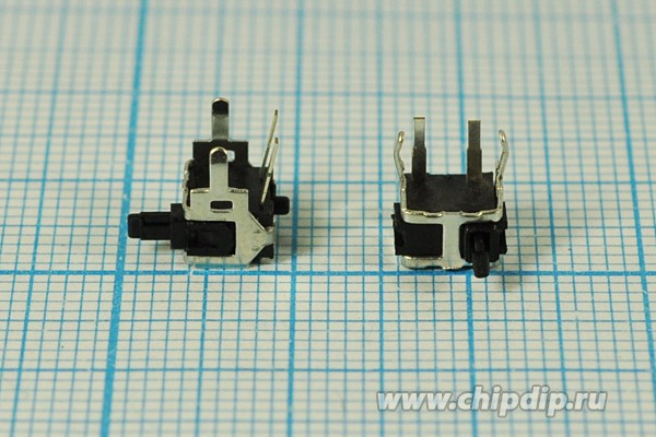 Микропереключатель кнопочный, размер 6.3x 3.7x 9.5, 0.1А, переключение OFF-(ON), размер концевика H9.5