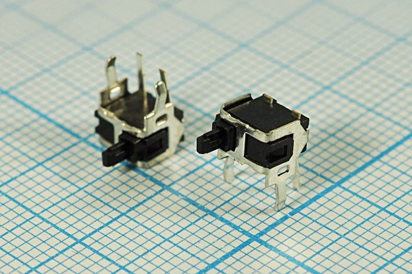 Микропереключатель кнопочный, размер 6.3x 3.7x 9.5, 0.1А, переключение OFF-(ON), размер концевика H9.5