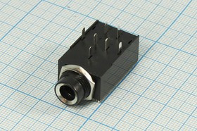 Гнездо Audio Jack стерео 6.3мм на плату; №2664 гн 6,3стерео\7P\плат М12\\ON-OFF\
