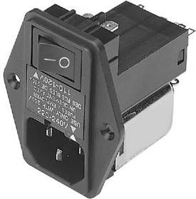 10SB3, AC Power Entry Modules IEC Filter, Compact, 115/250VAC, 10A, Screw Mounting, N/A-Lug, Double Fuse