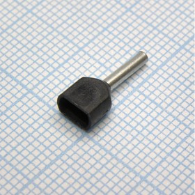 TE 0508 Black, наконечник кабельный торцевой сдвоенный трубчатый с изоляцией, L=14.5/8мм, провод 2х0.5мм2 TE 0508 Black, наконечник кабельный торцевой сдвоенный трубчатый с изоляцией, L=14.5/8мм, провод 2х0.5мм2