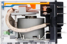 IR-24DC-4CO-D, Реле миниатюрное промышленное общего назначения, 4CO, ком. ток 6А, AgSnO2, напряжение 24V DC, опция: тест-кнопка+светодиод+за