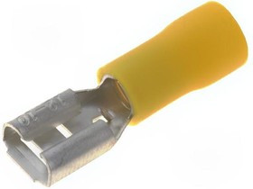 ST-005/Y, Наконечник плоский, 6,3мм, 0,8мм, "мама", 4-6мм2, обжим, на провод