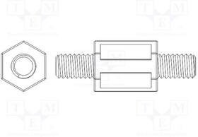 FIX-HPI4-10, Дистанцирующая стойка с резьбой, шестигранная, полиамид, M4