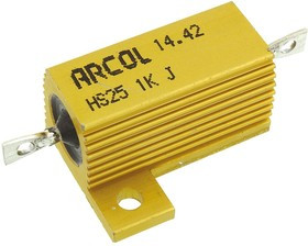 HS25-1KJ, Резистор: проволочный, с радиатором, винтами, 1кОм, 25Вт, ±5%