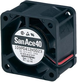 109P0412G301, Осевой Вентилятор, 12 В, Square, 40 мм, 28 мм, Шарикоподшипник, 14.83 фут³/мин