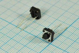 Переключатель тактовый 6,2x 6,2x 5,0, h 1,5, NO, черный, 2LW13