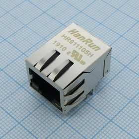 HR911105H, (тубы или паллета), Разъём RJ45 Tab down 0.85 inch, TX 1CT:1CT RX 1CT:1CT LED: G/Y