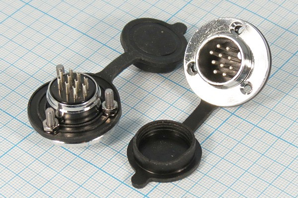 Штекер микрофонный MIC20\ 7P\пан/флан\М19\ зуглушка\XS20JK7P-M; №14539 штек мик MIC20\ 7P\пан/флан\М19\ зуглушка\XS20JK7P-M