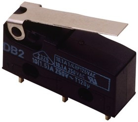 DB1C-B1LC, Basic / Snap Action Switches SPDT 6A 250VAC Strght Lever RearMnt
