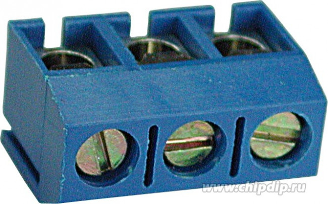 XY301V-A-3P 5mm, Винтовой клеммный блок XY301V-A-3P на 3 клеммы M2.5, шаг 5 мм, 17.5 А, 24-14 AWG