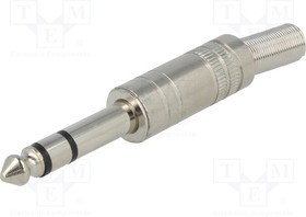 JC-017, Вилка; Jack 6,3мм; "папа"; stereo; с амортизатором; прямой; пайка